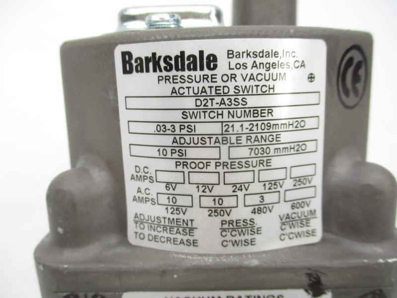 BARKSDALE D2T-A3SS 600V 0.03-3PSI NSMP