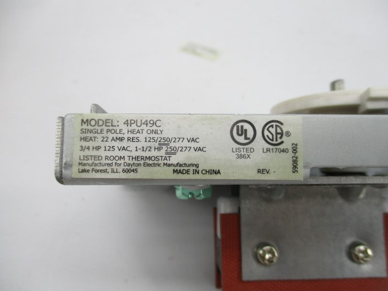 DAYTON 4PU49C 277VAC 22A 50-90'F NSMP