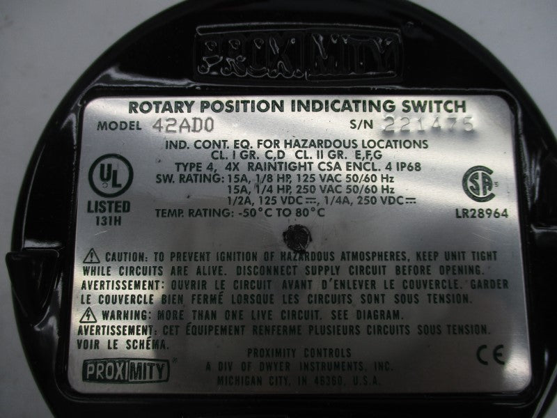 PROXIMITY CONTROLS 42AD0 250VAC 15A NSMP