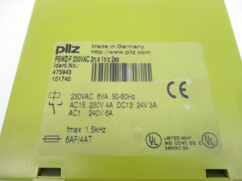 PILZ PSWZ-F230VAC2N/O1N/C2SO 475943 230VAC NSMP