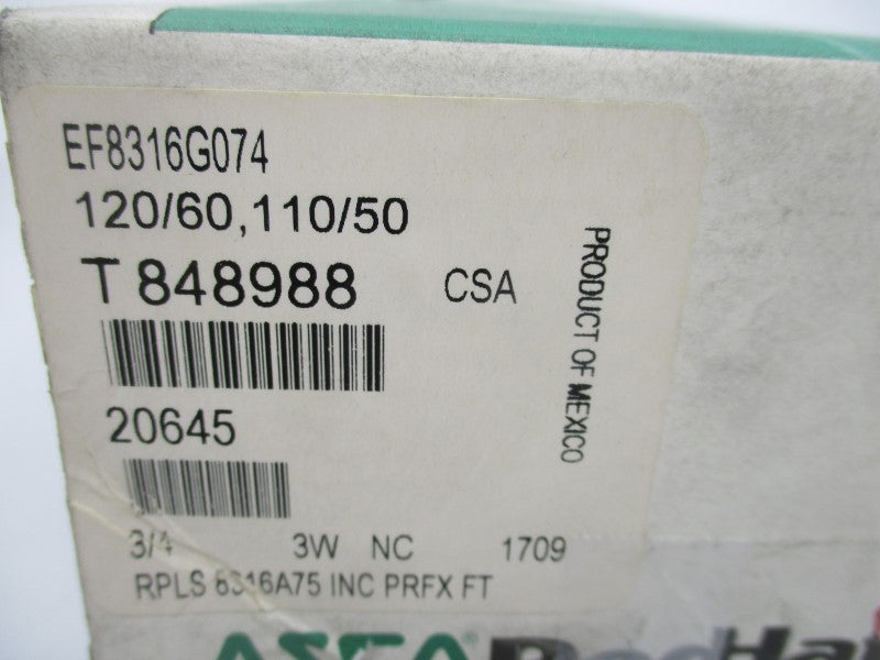 ASCO EF8316G074 110/120V 10-150PSI 3/4" NSMP