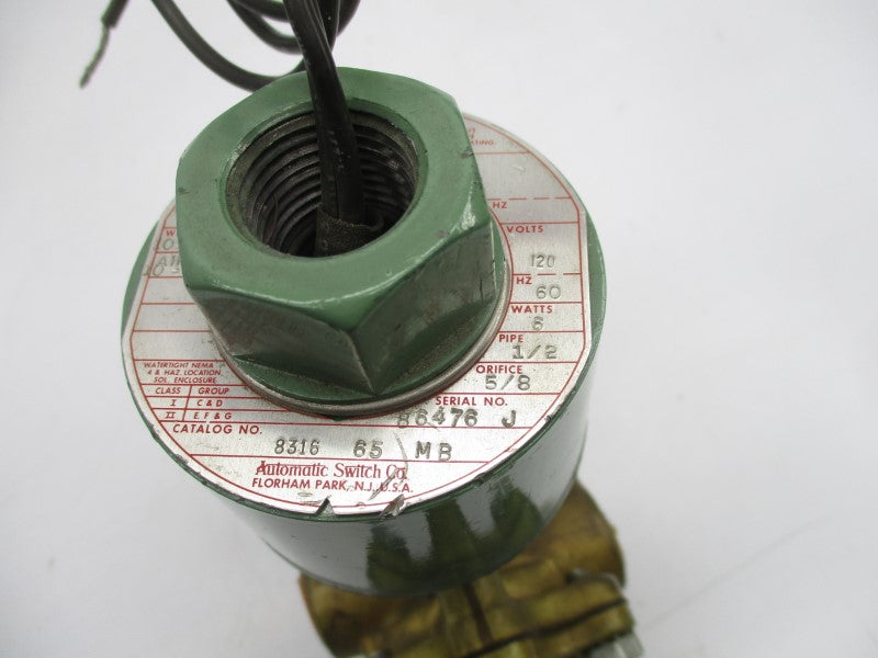 ASCO 831665MB 120V 10-125PSI 1/2" UNMP
