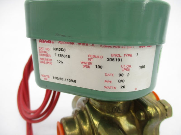 ASCO 8342C3 110/120V 100-125PSI 3/8" NSNP