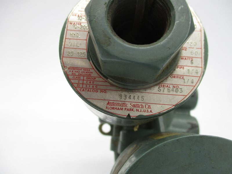 ASCO 834445 110/120V 10-200PSI 1/4" UNMP