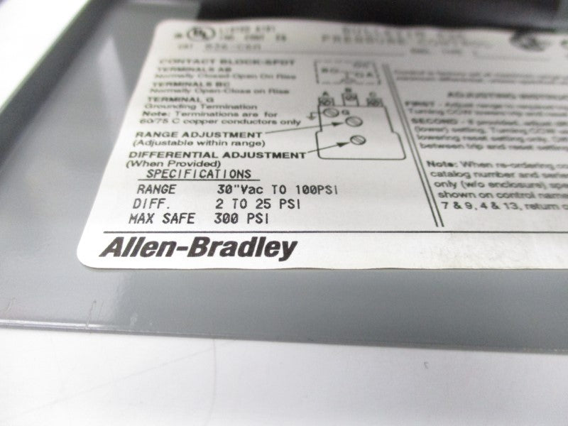 ALLEN BRADLEY 836-C6A SER. A 24-600VAC 100PSI (BR/WH) NSMP