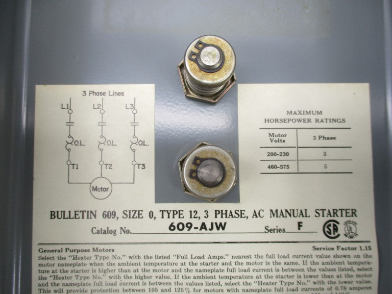 ALLEN BRADLEY 609-AJW SER. F 575V (BR/YL) NSMP