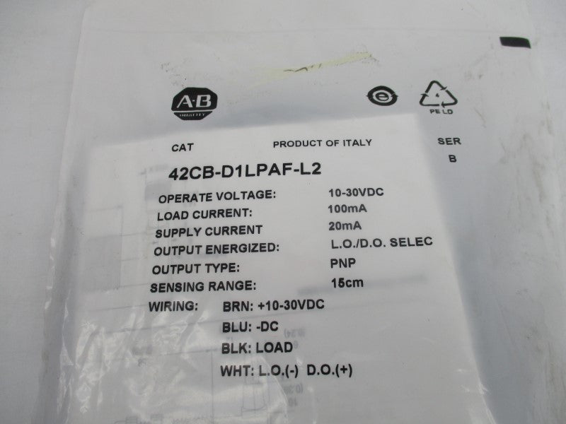 ALLEN BRADLEY 42CB-D1LPAF-L2 SER. B 10-30VDC NSMP