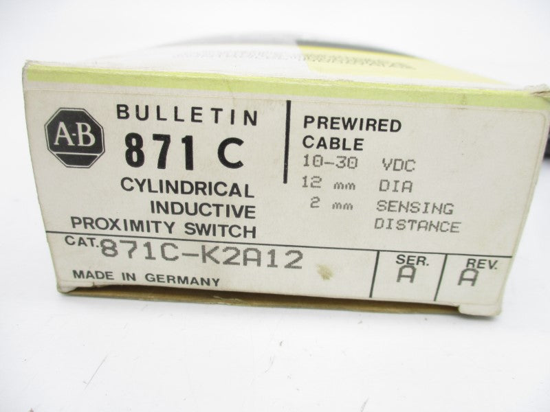 ALLEN BRADLEY 871C-K2A12 SER. A 10-30VDC REV. A (BK/YL) NSMP