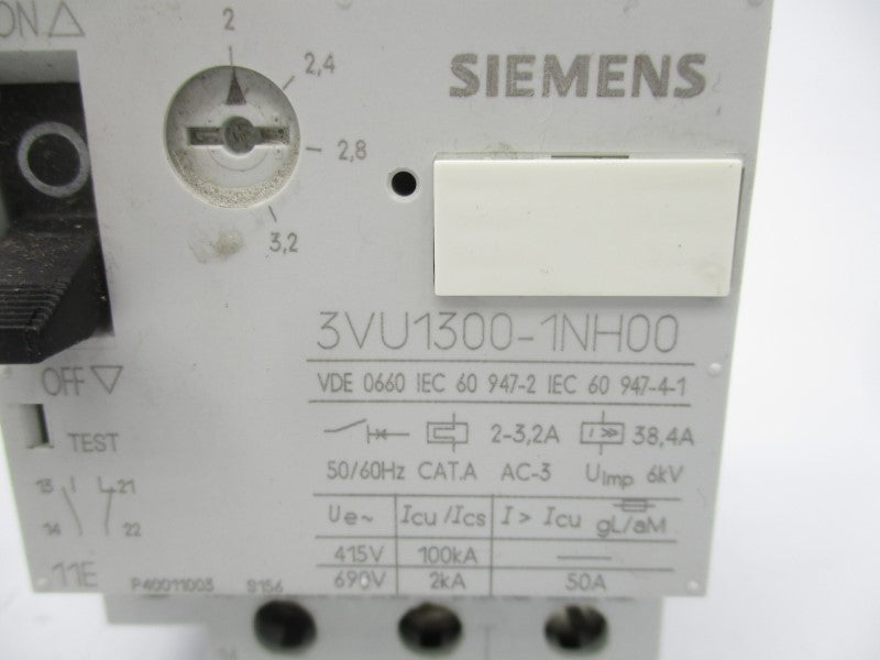 SIEMENS 3VU1300-1NH00 600VAC 2-3.2A NSMP