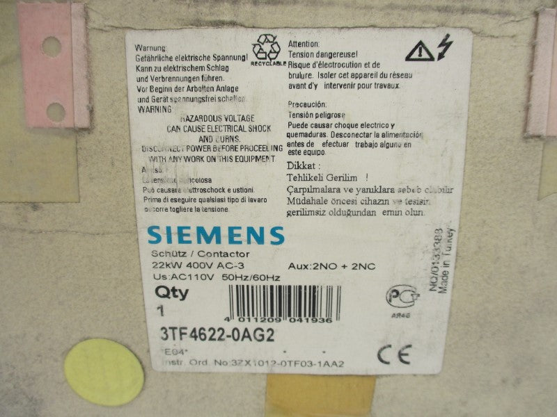 SIEMENS 3TF4622-0AG2 110V NSMP