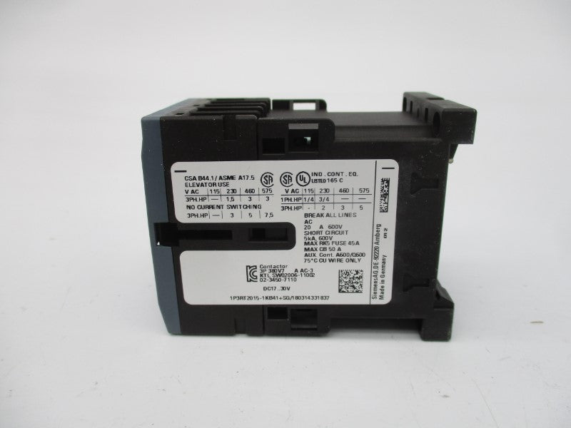SIEMENS 3RT2015-1KB41 17-30VDC 18A (AS PICTURED) NSMP