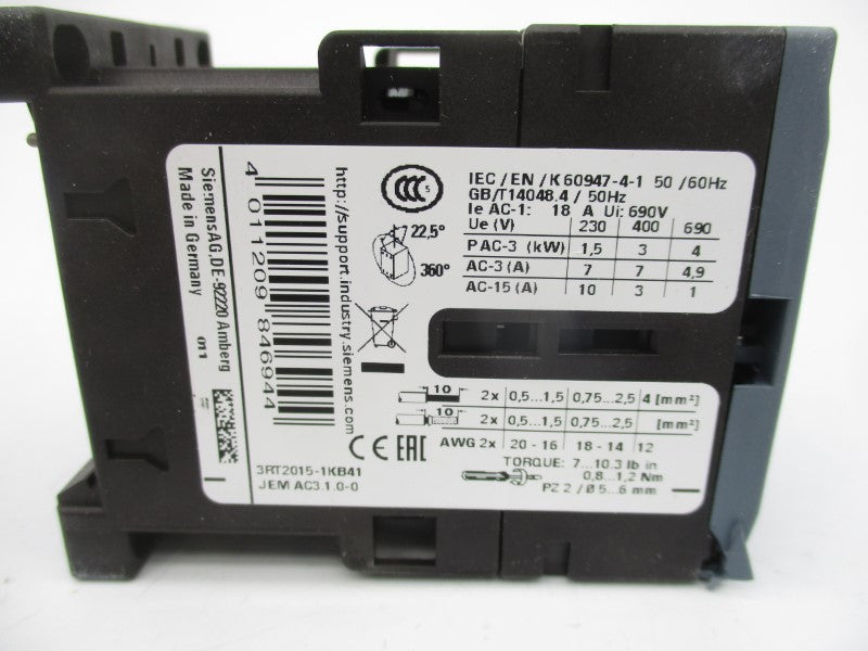 SIEMENS 3RT2015-1KB41 17-30VDC 18A (AS PICTURED) NSMP