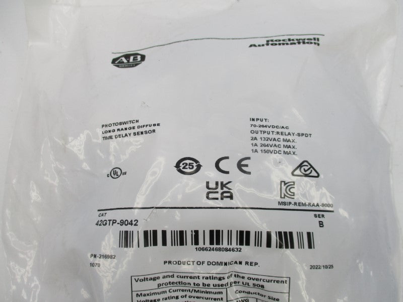 ALLEN BRADLEY 42GTP-9042 SER. B 70-264VDC/AC 1A NSMP