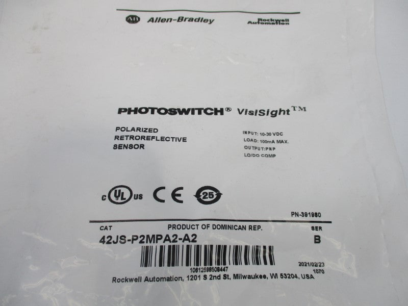 ALLEN BRADLEY 42JS-P2MPA2-A2 SER. B 10-30VDC NSMP