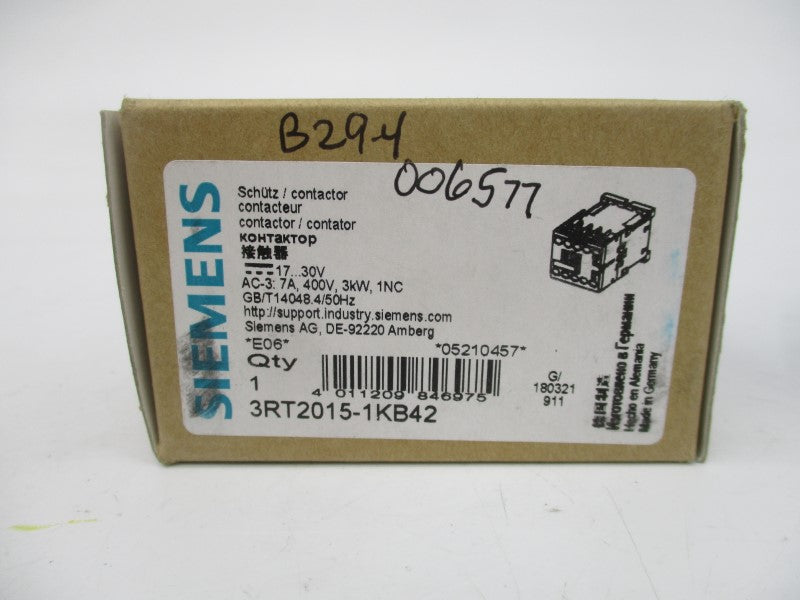 SIEMENS 3RT2015-1KB42 17-30VDC NSMP