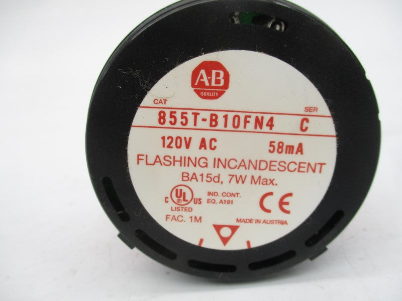 ALLEN BRADLEY 855T-B10FN4 SER. C 120VAC (NO BULB) (WH) NSMP