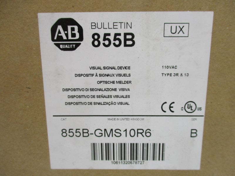 ALLEN BRADLEY 855B-GMS10R6 SER. B 110VAC (BR/WH) NSMP
