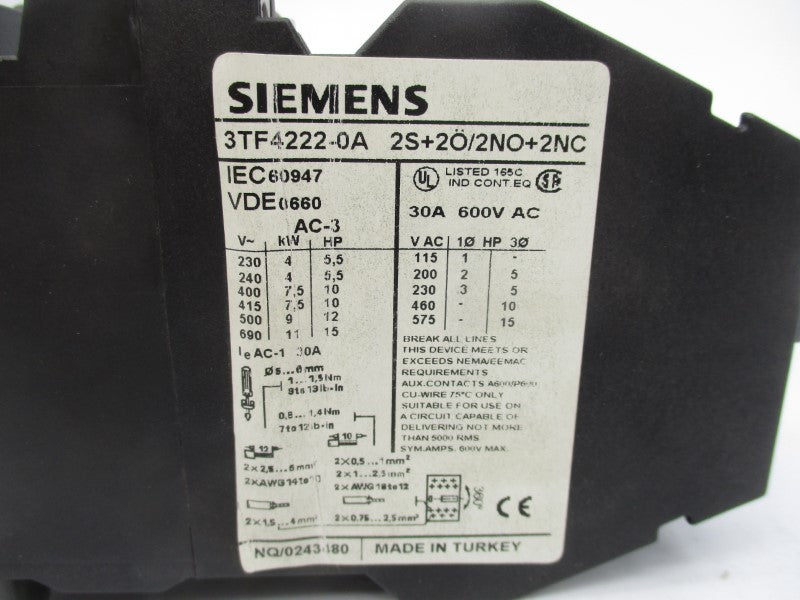 SIEMENS 3TF4222-0AP6 220/240V 30A NSMP