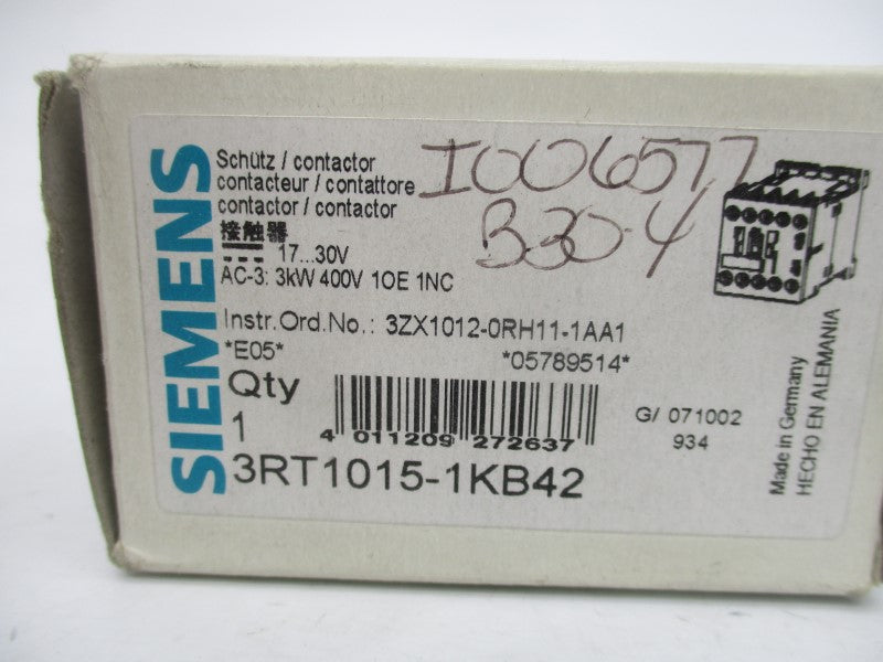 SIEMENS 3RT1015-1KB42 17-30VDC NSMP