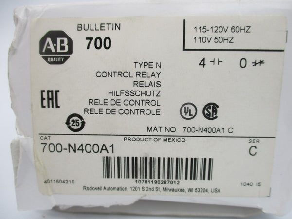 ALLEN BRADLEY 700-N400A1 SER. C 110/115-120V 60A (WH) NSMP