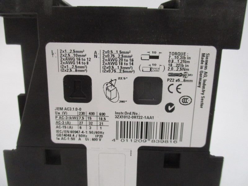 SIEMENS 3RT2027-1BW40 48VDC NSMP