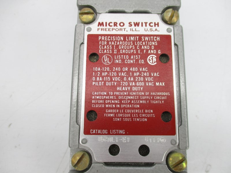 MICRO SWITCH 102ML1-E1 480VAC 10A NSMP