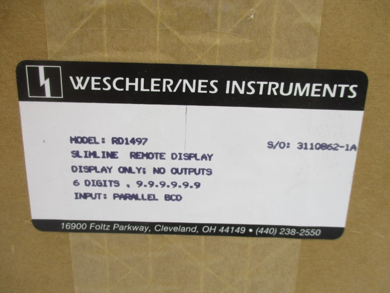 WESCHLER INSTRUMENTS RD1497 NSMP