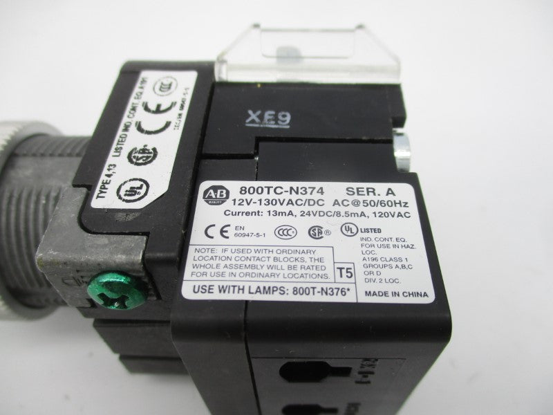 ALLEN BRADLEY 800T-2JGH20KB7AX SER. V 12-130VAC/DC (WH) NSMP