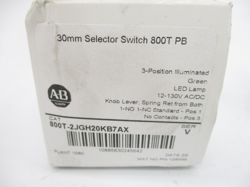 ALLEN BRADLEY 800T-2JGH20KB7AX SER. V 12-130VAC/DC (WH) NSMP