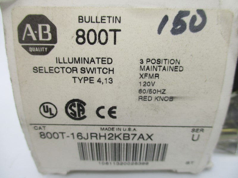 ALLEN BRADLEY 800T-16JRH2KB7AX SER. U 120VAC (WH) NSMP