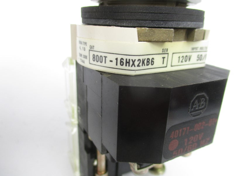 ALLEN BRADLEY 800T-16HR2KB6AA SER. T 120V (BK/YL) NSMP