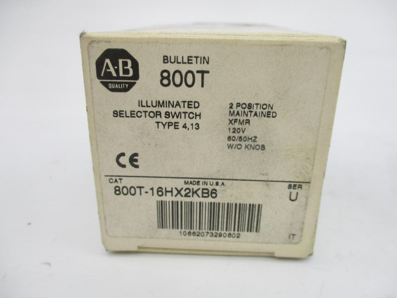 ALLEN BRADLEY 800T-16HX2KB6 SER. U 120V (GY/BL) NSMP