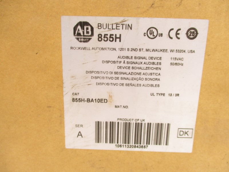 ALLEN BRADLEY 855H-BA10ED SER. A 110VAC (BR/WH) NSMP