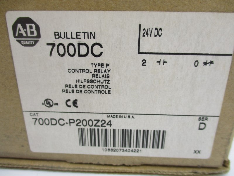 ALLEN BRADLEY 700DC-P200Z24 SER. D 24VDC (SILVER) (BR/WH) NSMP
