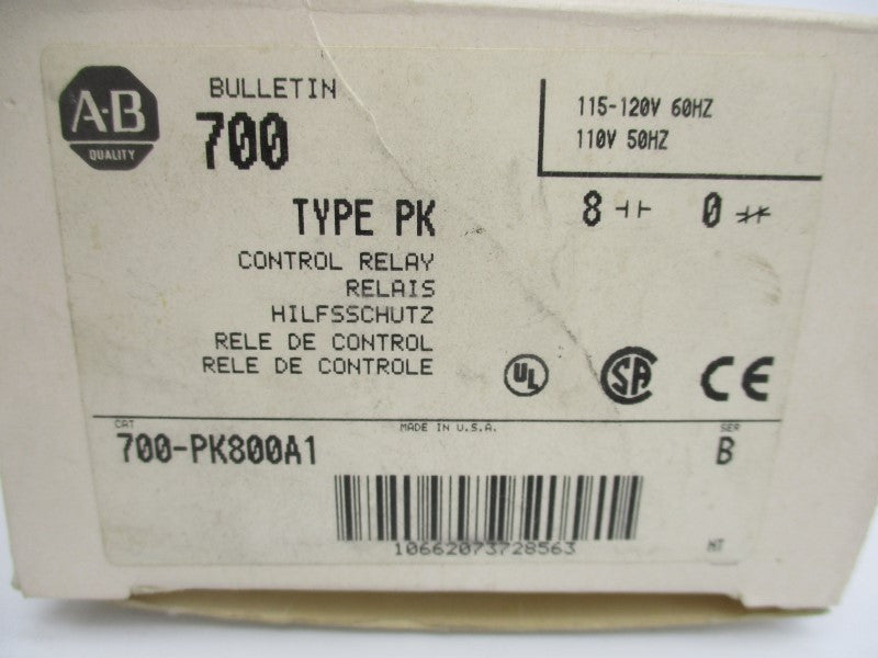 ALLEN BRADLEY 700-PK800A1 SER. B 110/115-120V (WH) NSMP