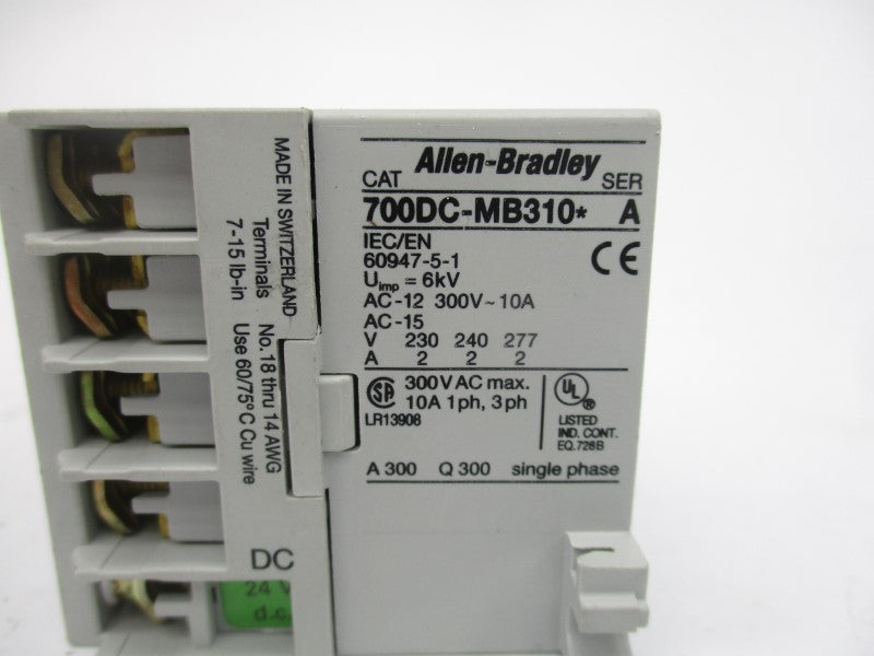 ALLEN BRADLEY 700DC-MB310D24S SER. A 24VDC (WH) NSMP