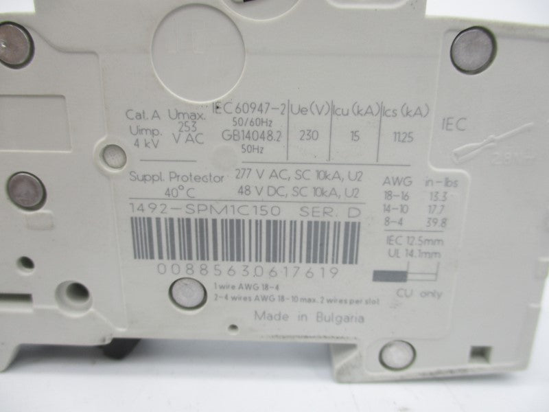 ALLEN BRADLEY 1492-SPM1C150 SER. D 277VAC 15A (PKG OF 2) NSMP