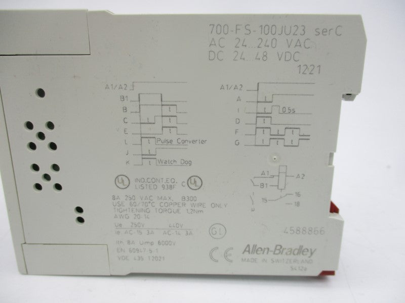 ALLEN BRADLEY 700-FSB3HU23 SER. B 24-240VAC 1.5-30M (WH) NSMP