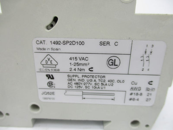 ALLEN BRADLEY 1492-SP2D100 SER. C 480VAC 10A (WH) NSMP