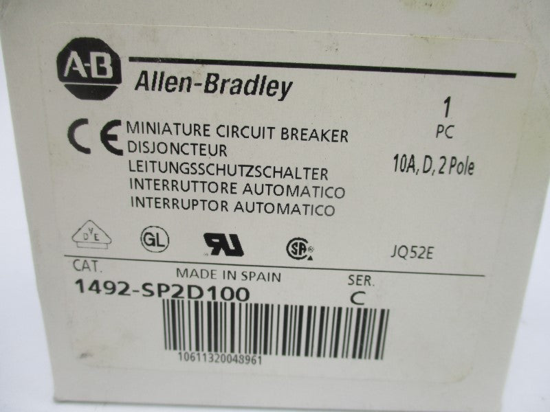 ALLEN BRADLEY 1492-SP2D100 SER. C 480VAC 10A (WH) NSMP