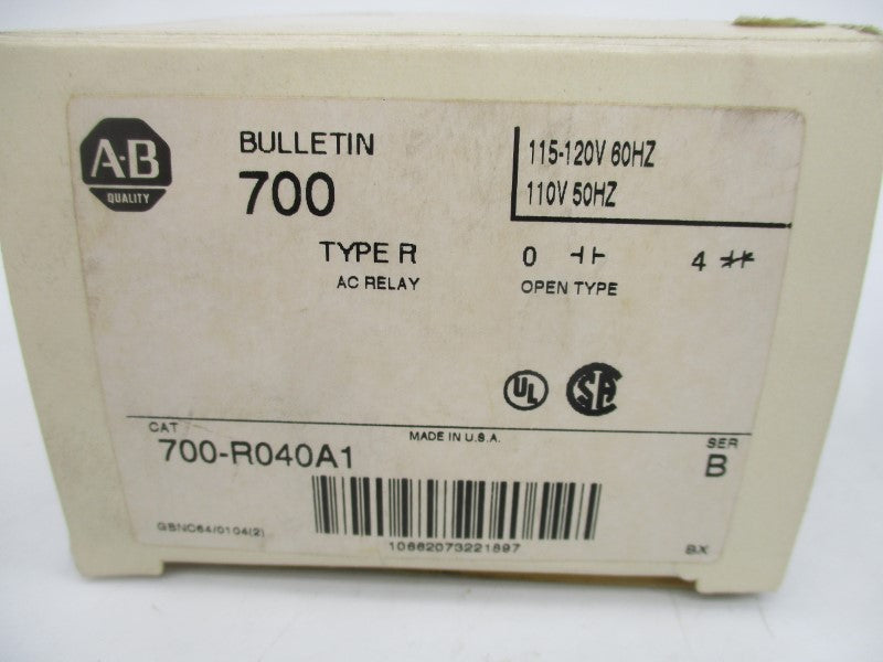 ALLEN BRADLEY 700-R040A1 SER. B 110/115-120V (WH) NSMP