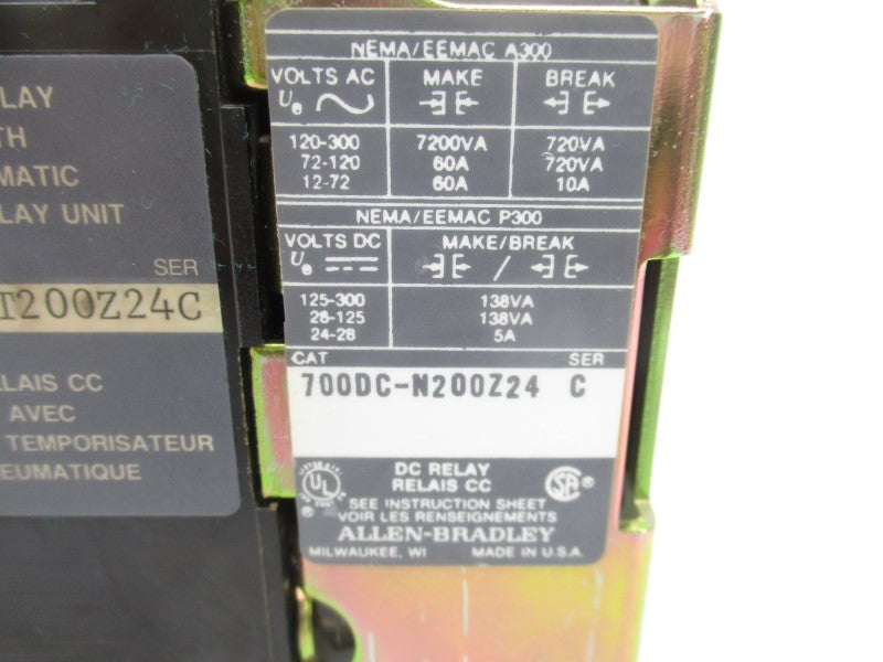 ALLEN BRADLEY 700DC-N200Z24 SER. C 24VDC NSNP