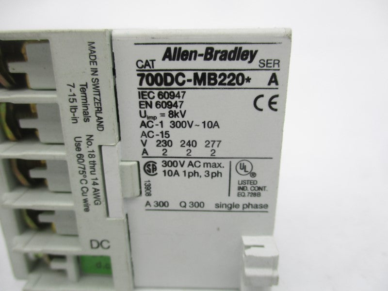ALLEN BRADLEY 700DC-MB220D24S SER. A 24VDC NSNP