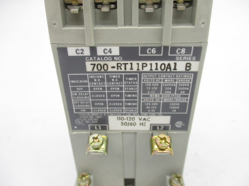 ALLEN BRADLEY 700-RT11P110A1 SER. B 110/120VAC 0.05-2S NSNP