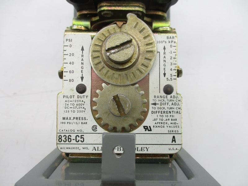 ALLEN BRADLEY 836-C5 SER. A 24-600VAC 0-80PSI (AS PICTURED) NSNP