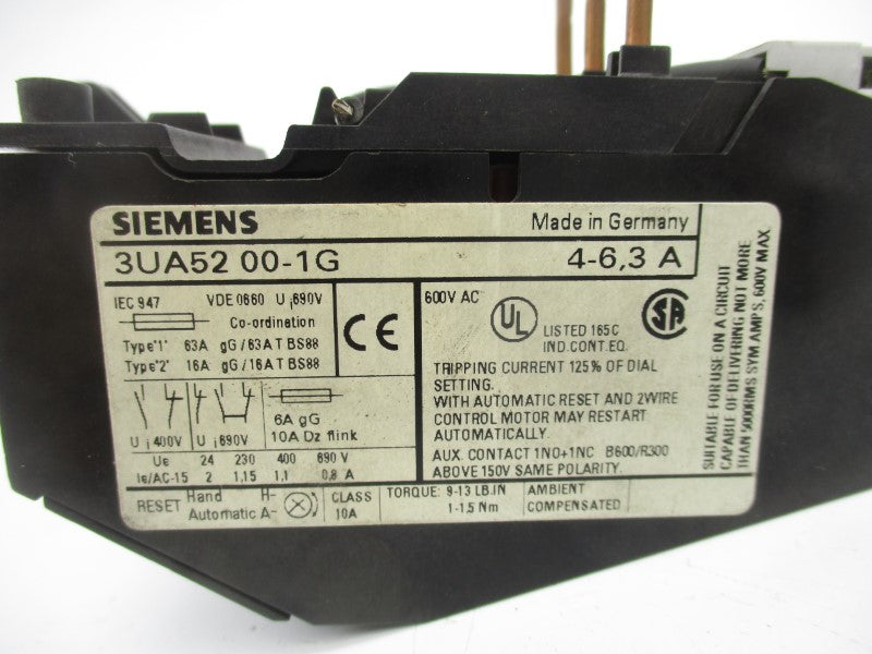 SIEMENS 3UA5200-1G 600VAC 4-6.3A NSNP
