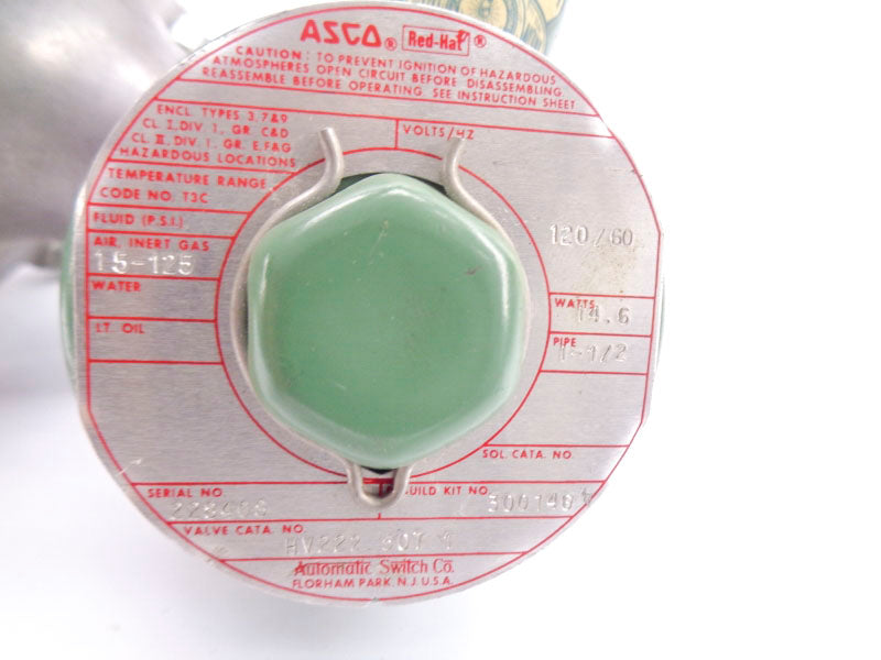 ASCO HV222-507-1 120V 15-125PSI 1-1/2" UNMP