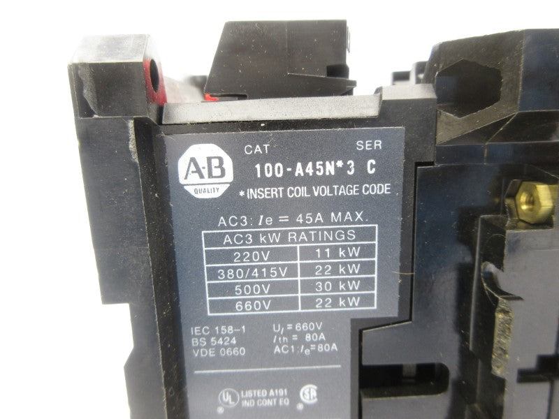 ALLEN BRADLEY 100-A45ND3 SER. C 110/120V 80A NSNP