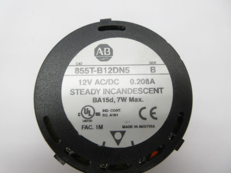 ALLEN BRADLEY 855T-B12DN5 SER. B 12VAC 0.208A (NO BULB) NSNP