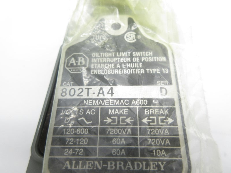 ALLEN BRADLEY 802T-A4 SER. D 12-600VAC 60A NSNP
